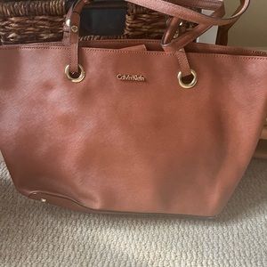 Brown leather Calvin Klein tote